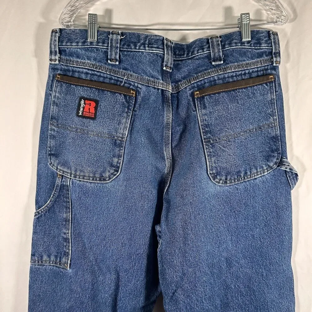 Wrangler Riggs Jeans Men's 36x34 Medium Wash Blue Denim Workwear 100% Cotton